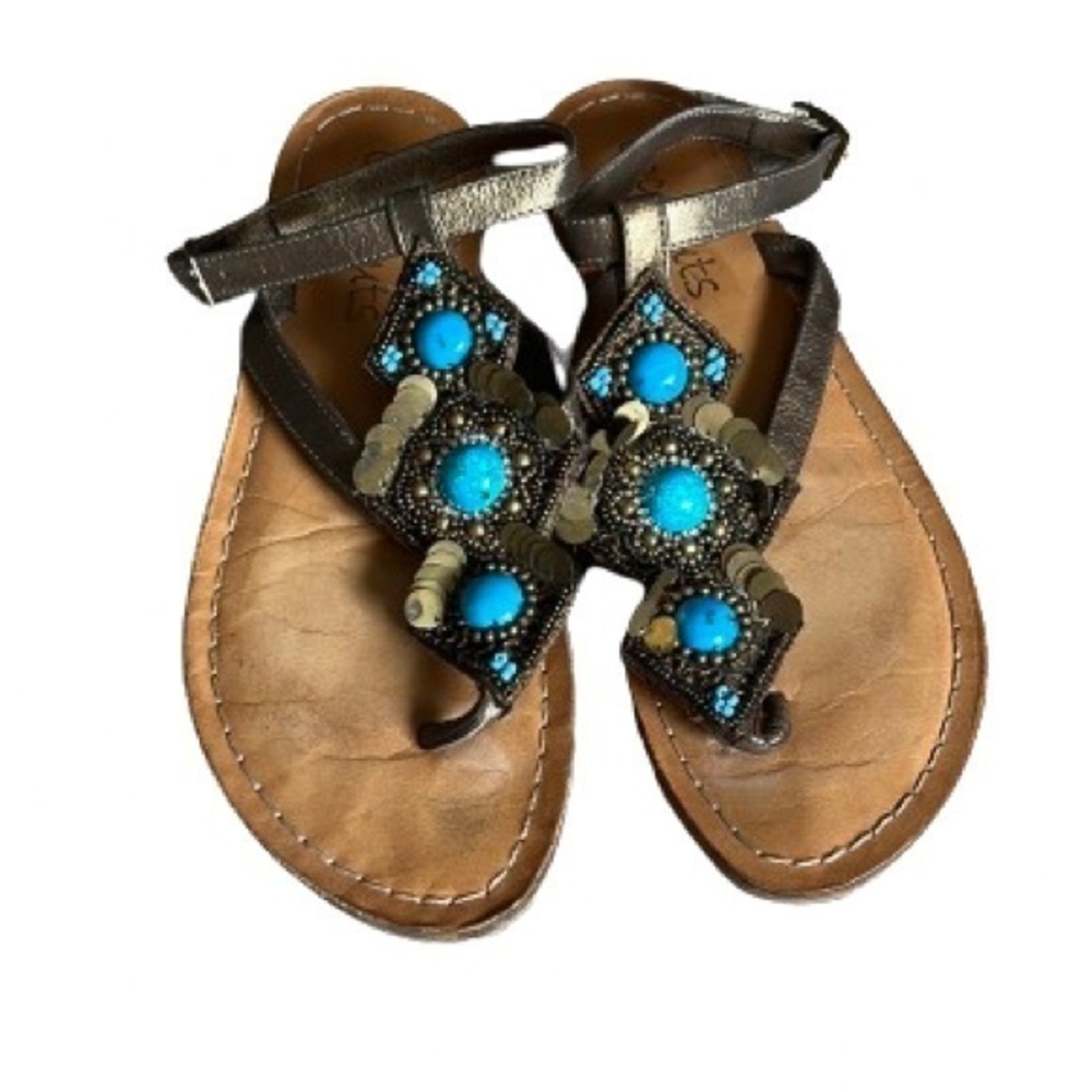 Coconuts copper leather with turquoise accents sandals size 8